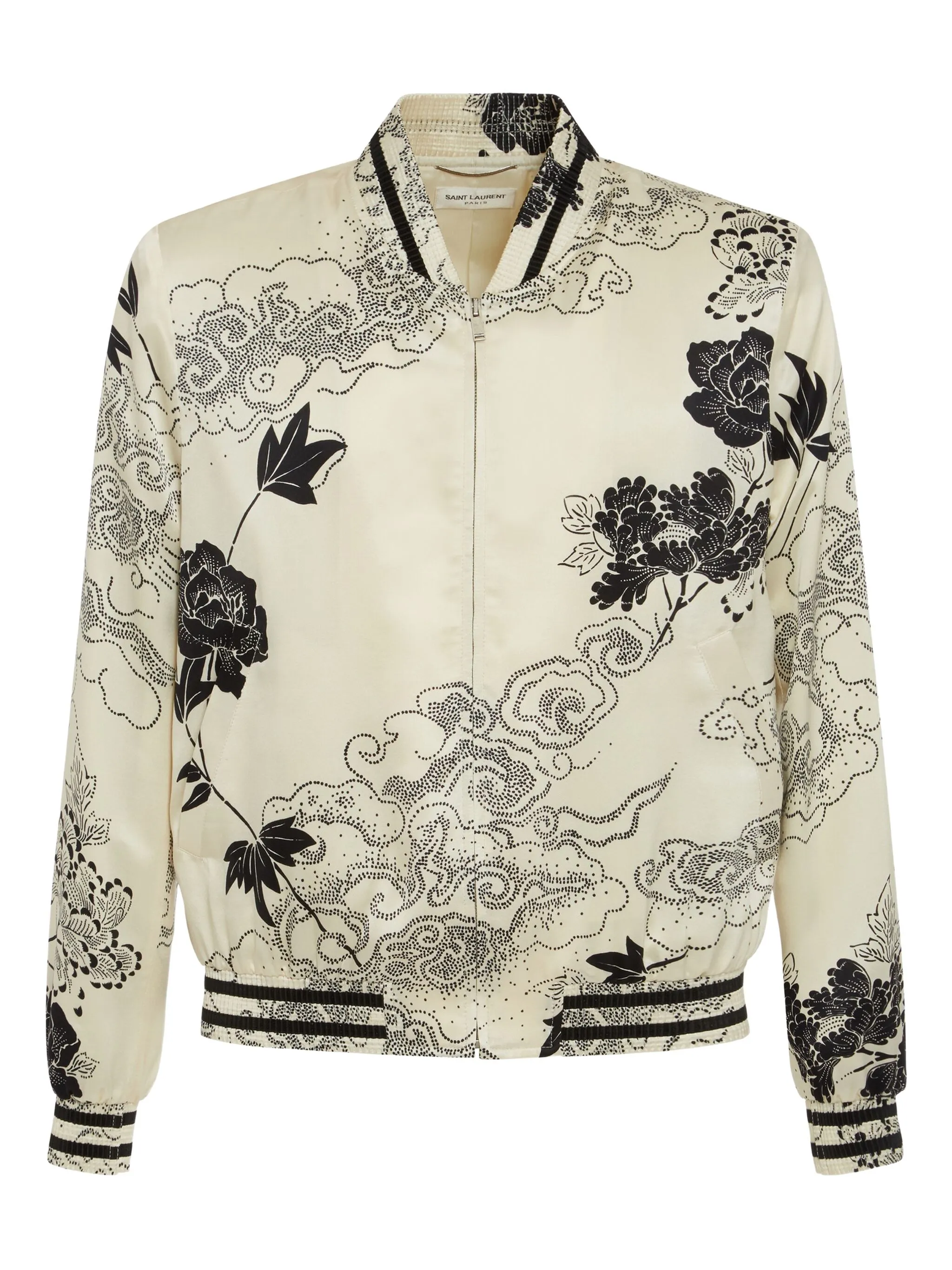 

Бомбер с цветочным принтом Saint Laurent, нейтральный