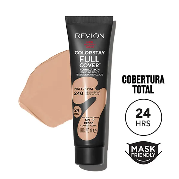 

Матовая основа под макияж с полным покрытием Colorstay Full Cover Foundation Revlon, цвет medium beige