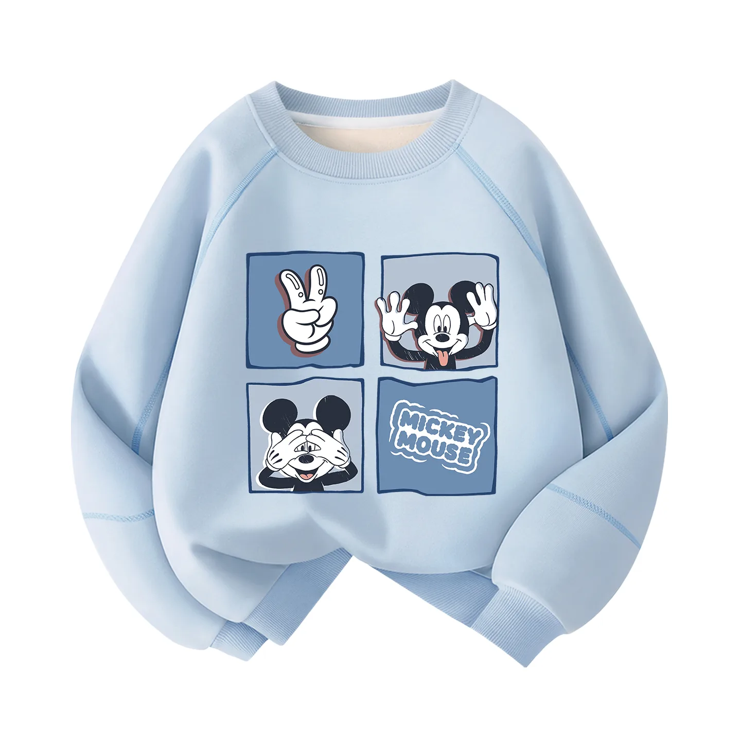 Детский свитшот с круглым вырезом Disney, [Thickened and Fleece-Lined]Di Square Block Sky Blue