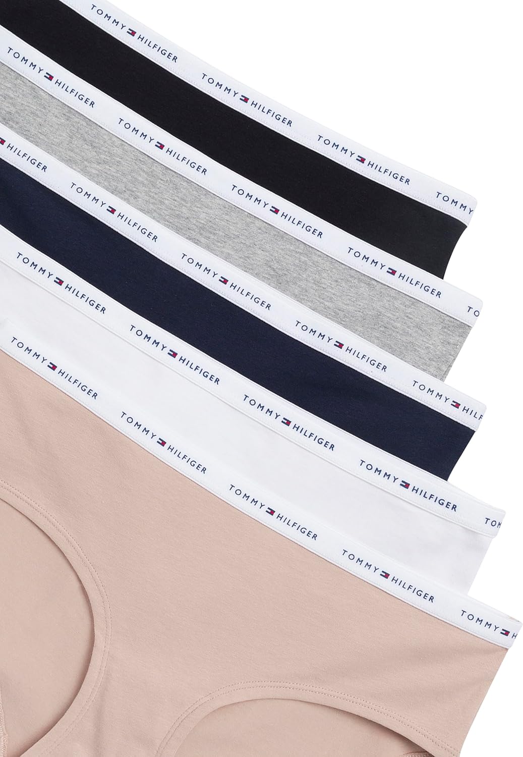Женские трусы Tommy Hilfiger Classic Cotton с логотипом, 5 шт., Navy/White/Heather Grey/Black/Beige — фото 3