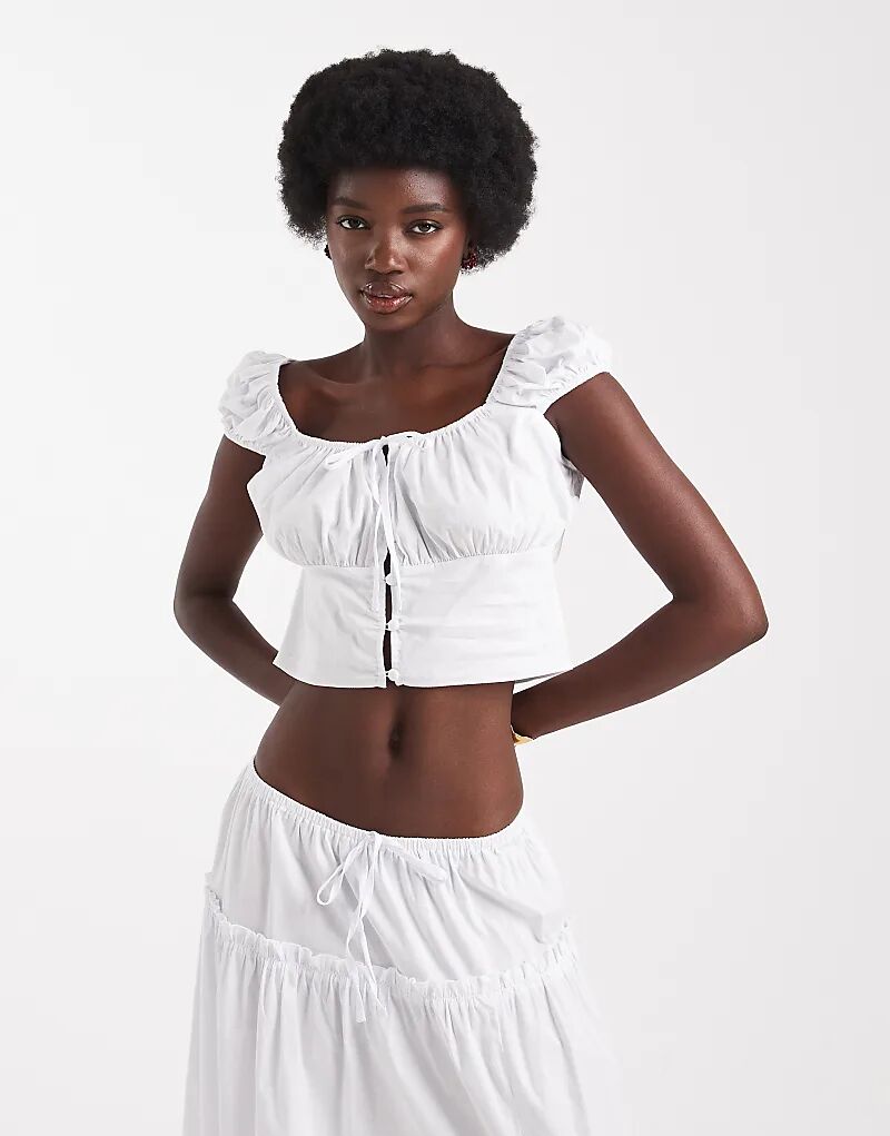 

Белый топ-доярка Miss Selfridge из поплина – часть комплекта