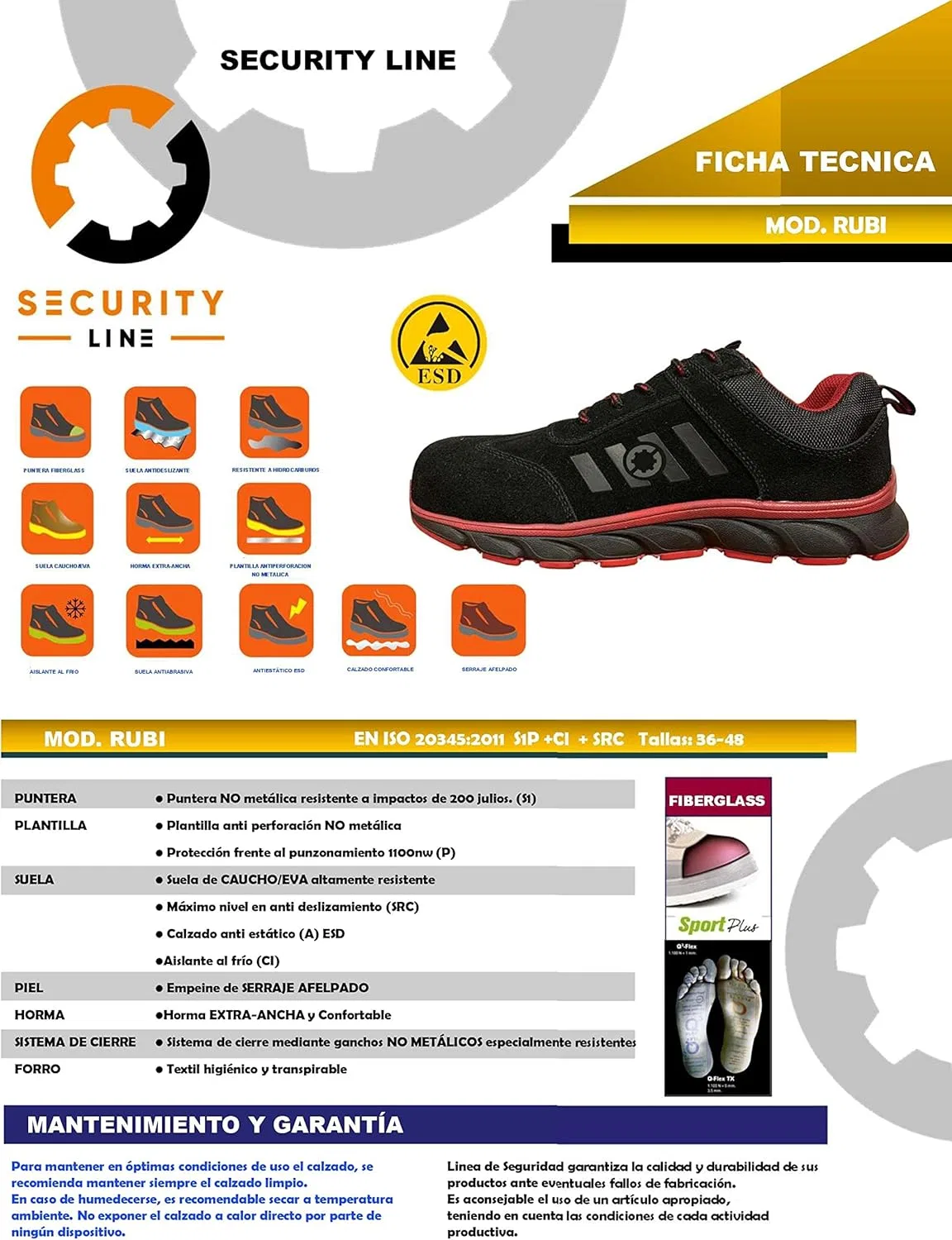 Мужская защитная обувь Security Line Rubi S1p для пожарных и спасателей, Black — фото 4