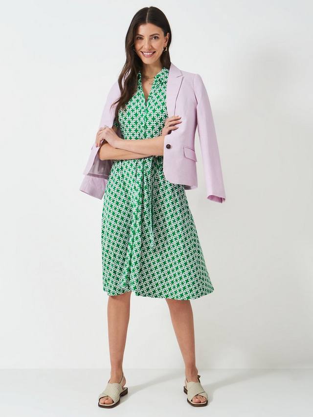 

Геометрическое платье эммы Crew Clothing, цвет Green/White
