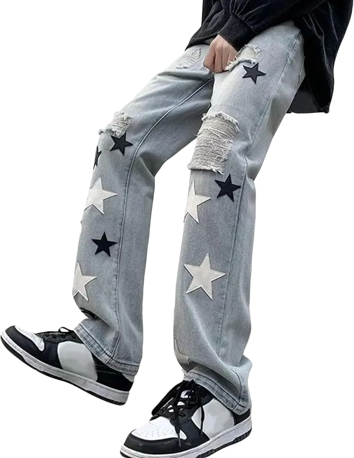 Джинсы свободные Men's Y2k Star Pants Jeans, light blue — фото 3