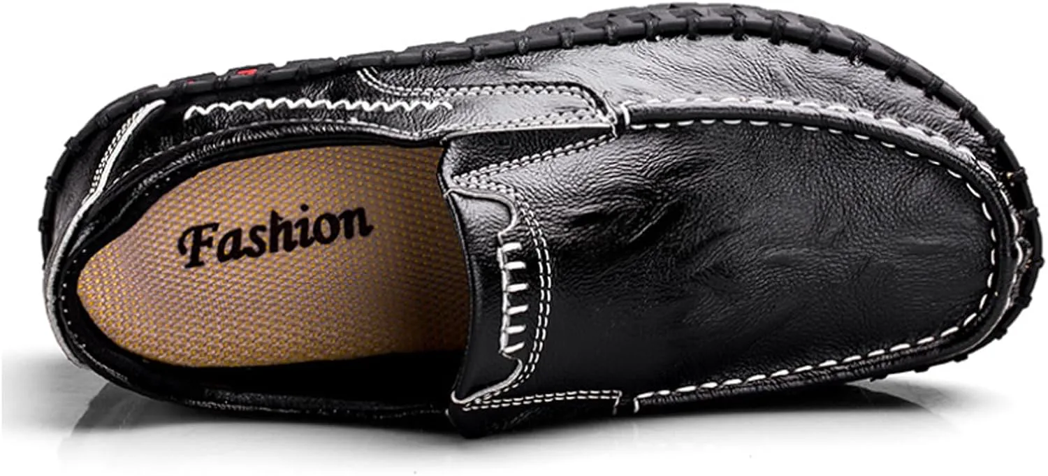 

Мужские слипоны из натуральной кожи, повседневные лоферы, модные удобные ручной работы, нескользящие, деловые формальные мокасины, летние дышащие туфли с мягкой подошвой для прогулок, работы и вождения KCTRFSJ, коричневый