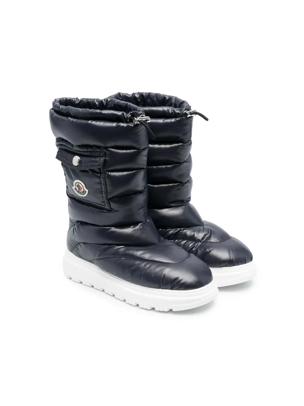 

Атласные сапоги с нашивкой-логотипом Moncler Enfant, синий