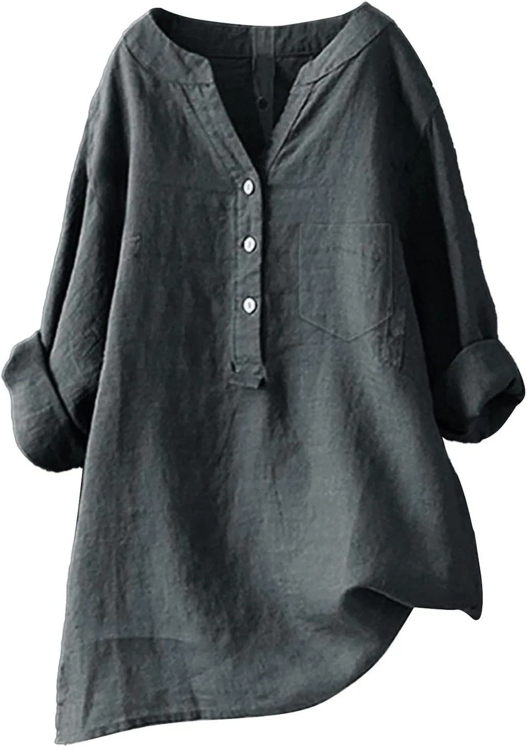 Блуза женская, хлопок и лен, Dark Gray