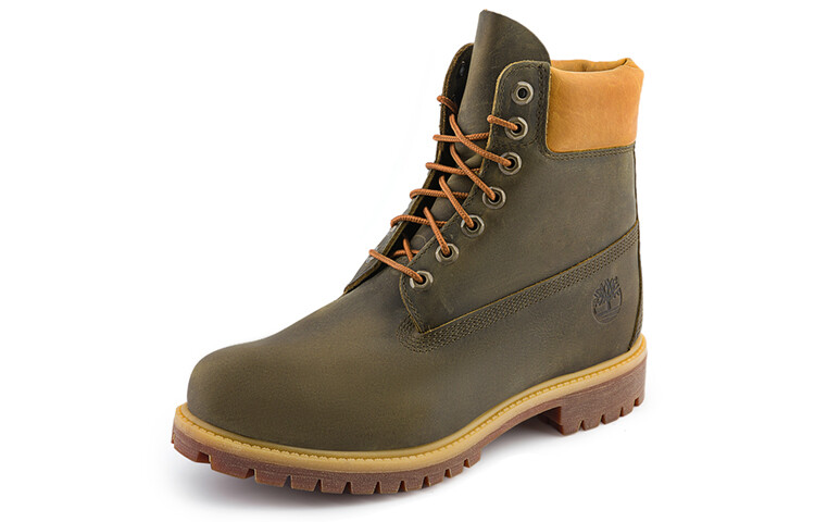 Мужские уличные ботинки Timberland из кожи, темно-оливковый — фото 3