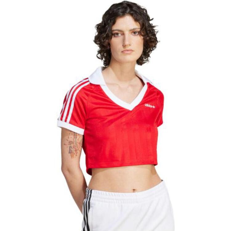 Футбольный укороченный топ красный Adidas Originals — фото 2