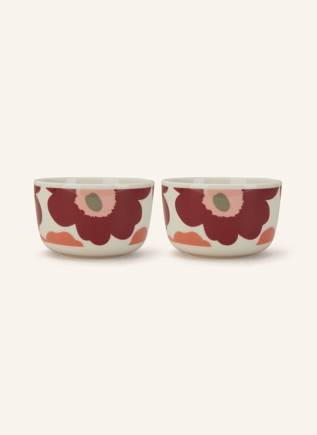 

2 шт - Тарелка Marimekko OIVA/UNIKKO, 250 мл, цвет weiss/dunkelrot/lachs