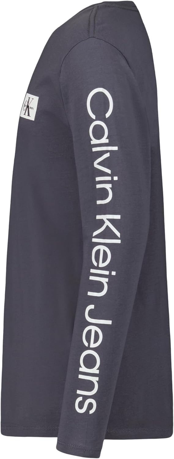 Футболка Calvin Klein Boys с длинным рукавом и круглым вырезом, мягкая, удобная, свободного кроя, Clean Sleeve Hemisphere — фото 2
