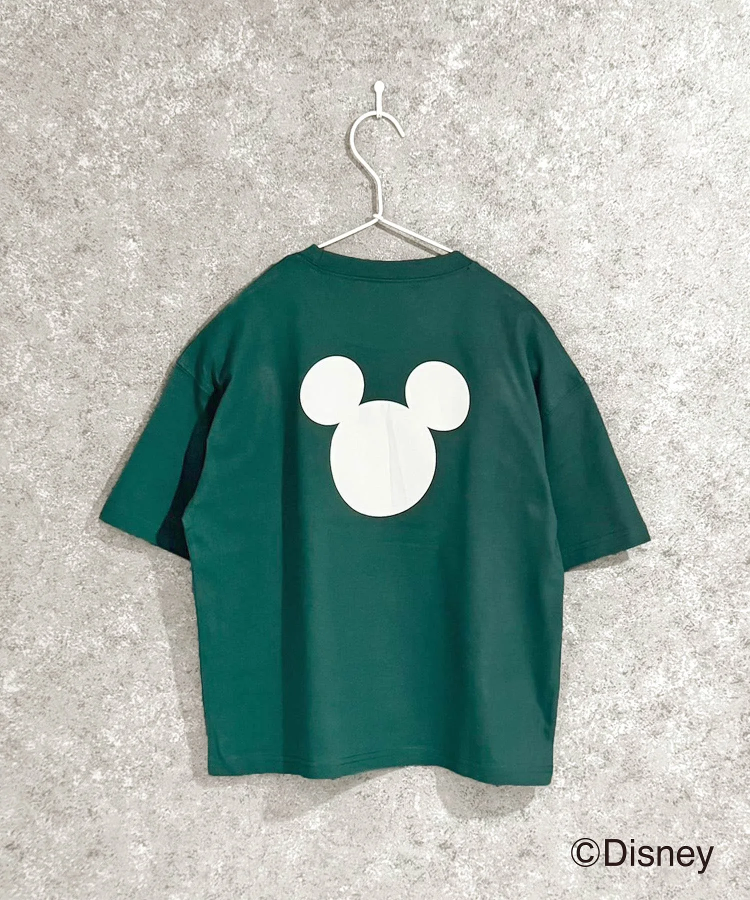 Детская футболка Disney MICKY MOUSE с принтом силуэта Микки Мауса тёмно-зелёного цвета