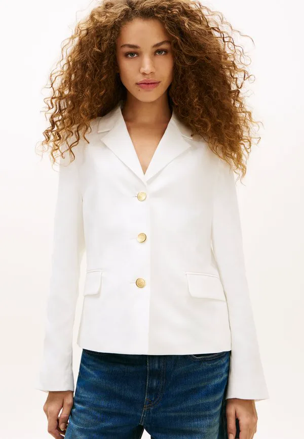 Приталенный блейзер из льняной смеси с золотистыми пуговицами Tommy Hilfiger, Optic White