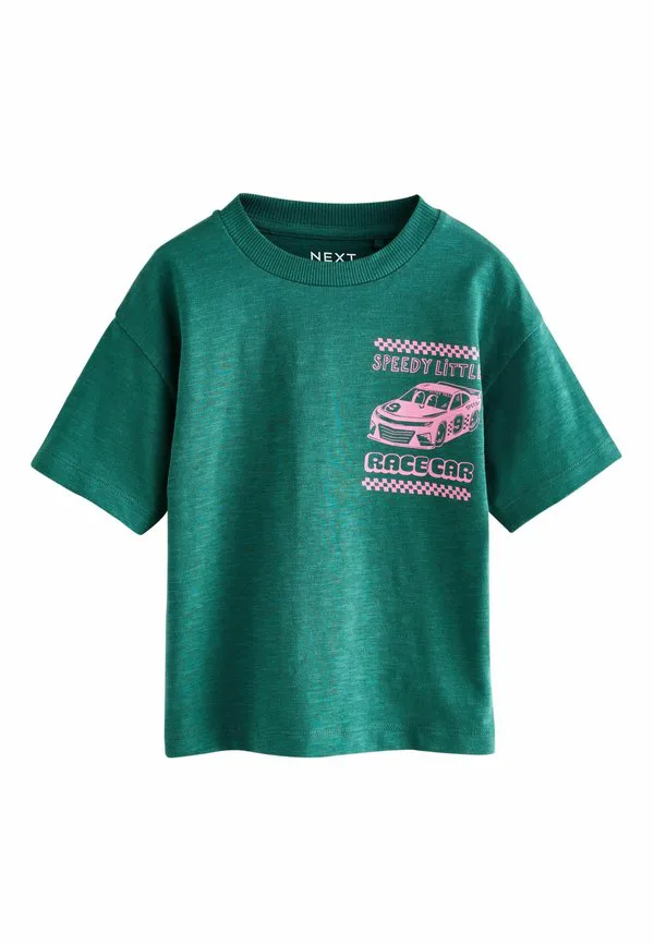 Футболка с коротким рукавом и принтом на спине Next, Green Pink Race Car