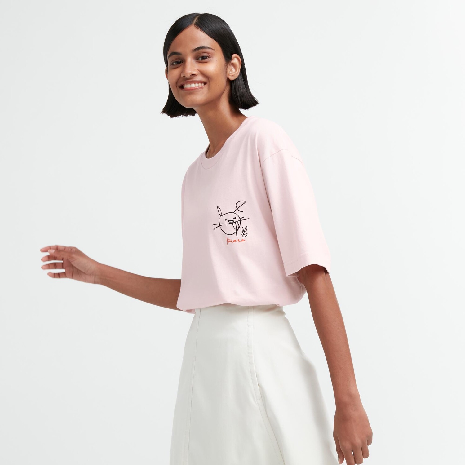 Футболка Uniqlo Peace For All x Haruka Ayase, розовая — фото 2