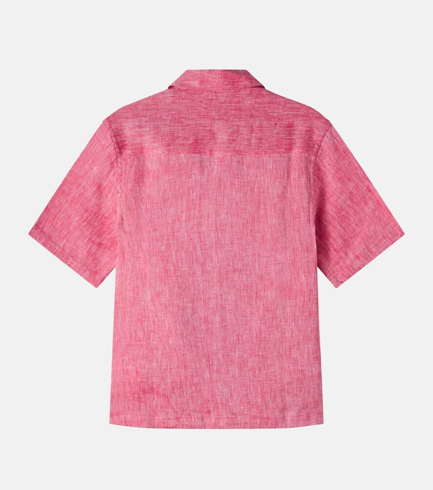 Льняная рубашка Brunello Cucinelli Kids, красный — фото 2