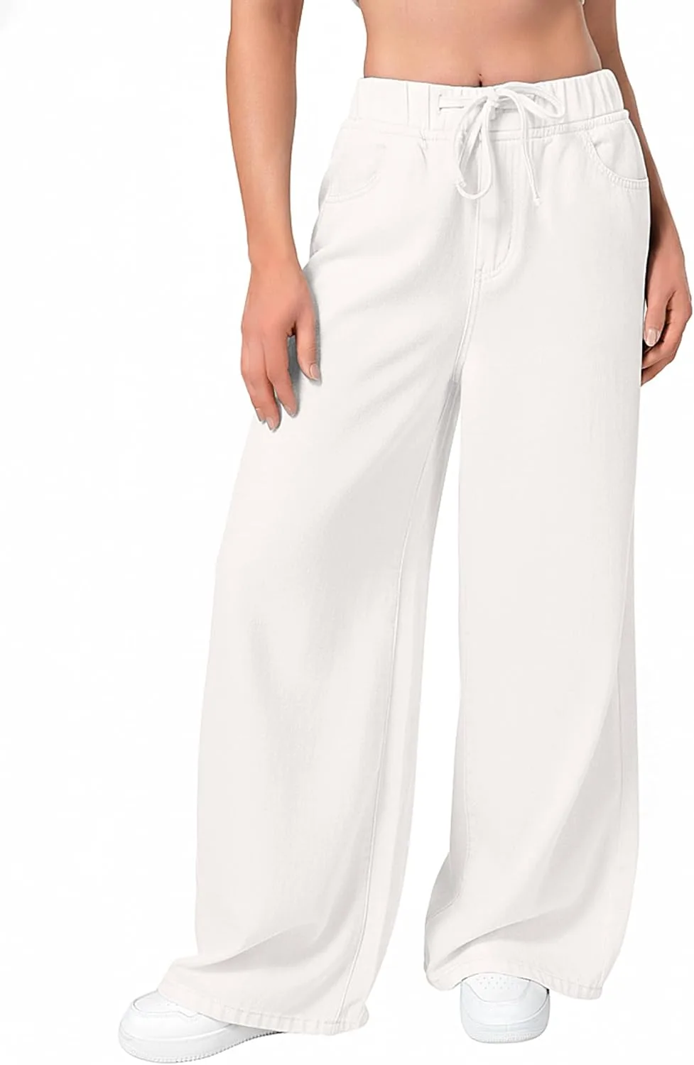 

Roswear женские широкие джинсы без стретча, как спортивные штаны, с эластичным поясом