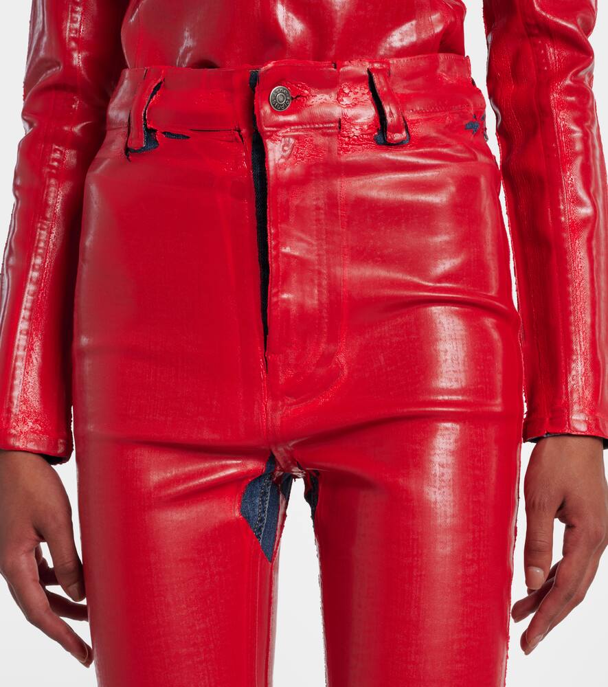 Порванные брюки-клеш из хлопковой смеси porto Acne Studios, Red/Red — фото 4