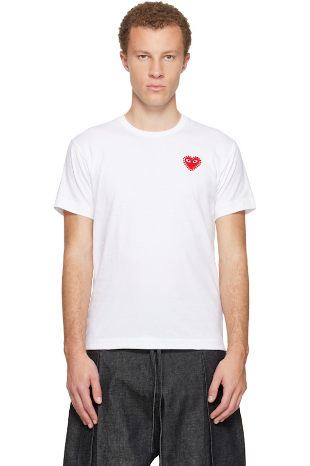 

Comme Des Garçons Play Футболка с эмблемой из белых стразов и красным сердцем