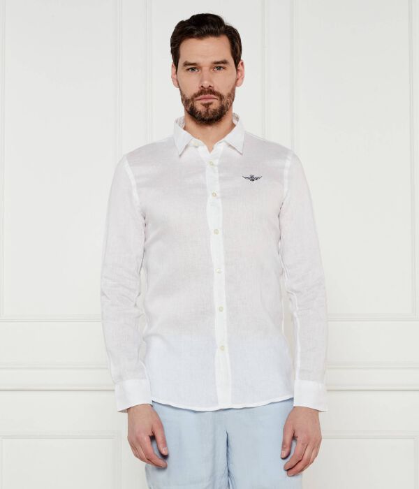 

Льняная рубашка Regular fit Aeronautica Militare, белый