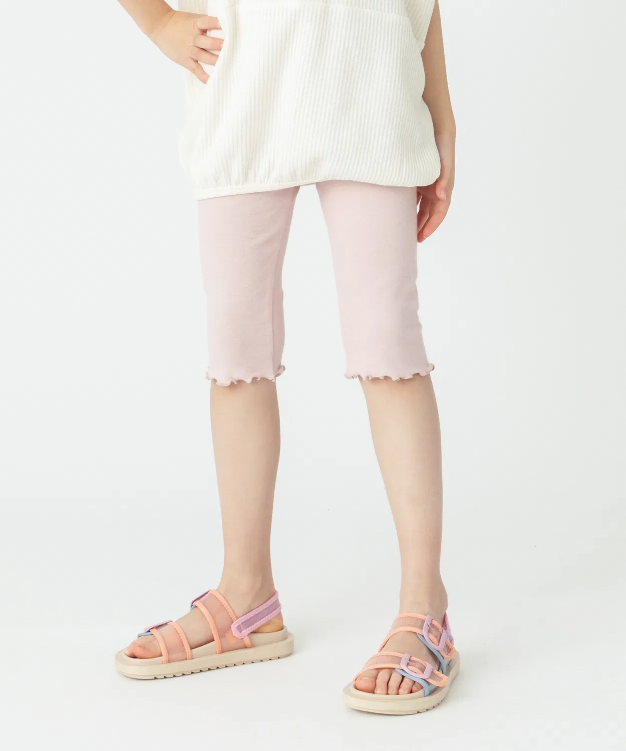 Леггинсы 6/8 длины с рюшами ever closet, розовые
