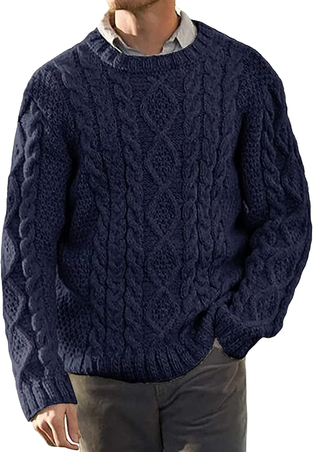 

Мужской свитер с длинным рукавом Fisherman Cable Knit