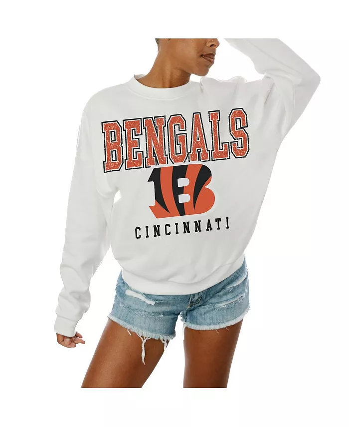 

Женская белая толстовка свободного кроя с круглым вырезом Cincinnati Bengals Sunday Drives Gameday Couture