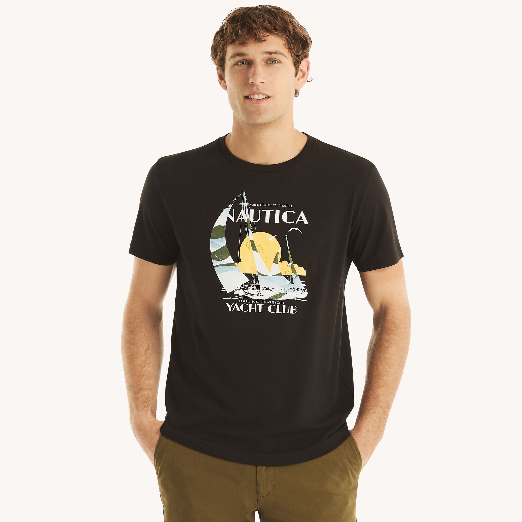 

Футболка с рисунком яхт-клуба Nautica Mens, цвет true black