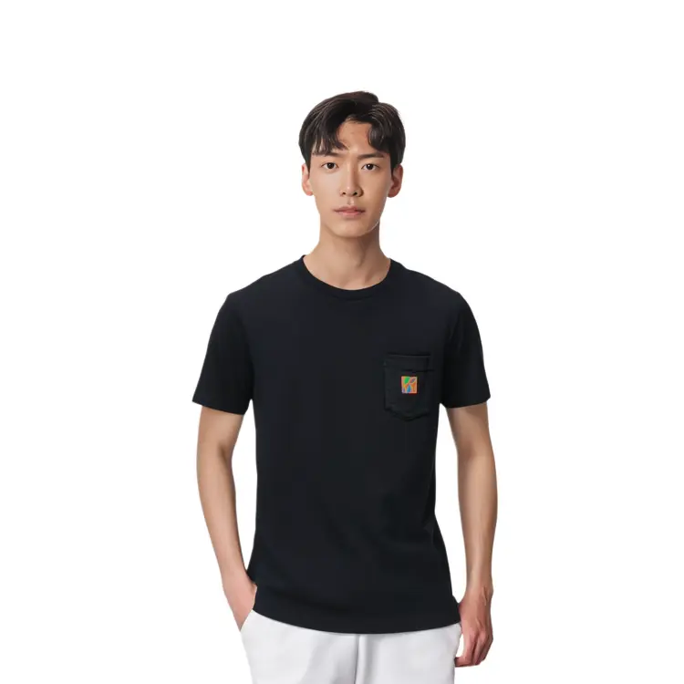 Футболка унисекс UNIQLO с накладным карманом, черный — фото 2
