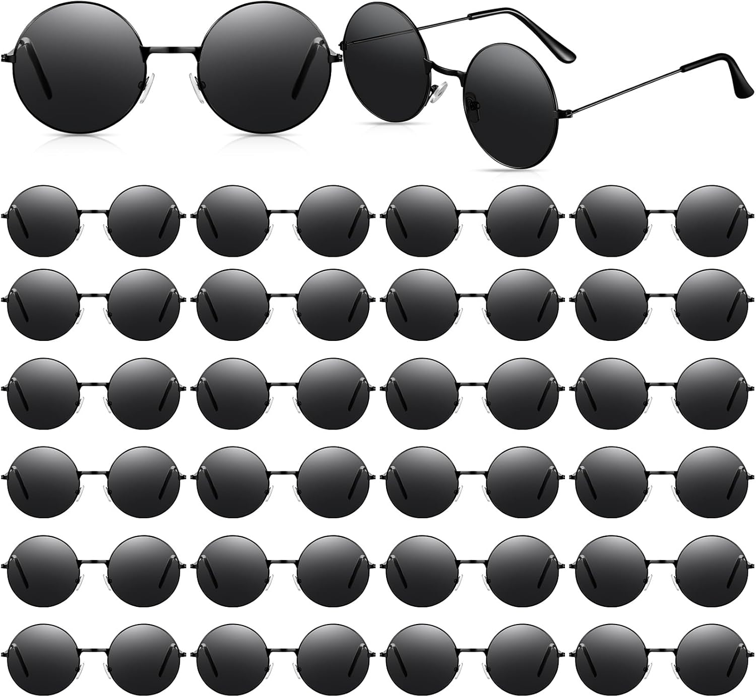 

Солнцезащитные очки Kanayu, 24 пары, в стиле хиппи, винтажные круглые солнцезащитные очки 70-х годов для женщин и мужчин, украшения для вечеринки в стиле хиппи, ретро-солнцезащитные очки, Black