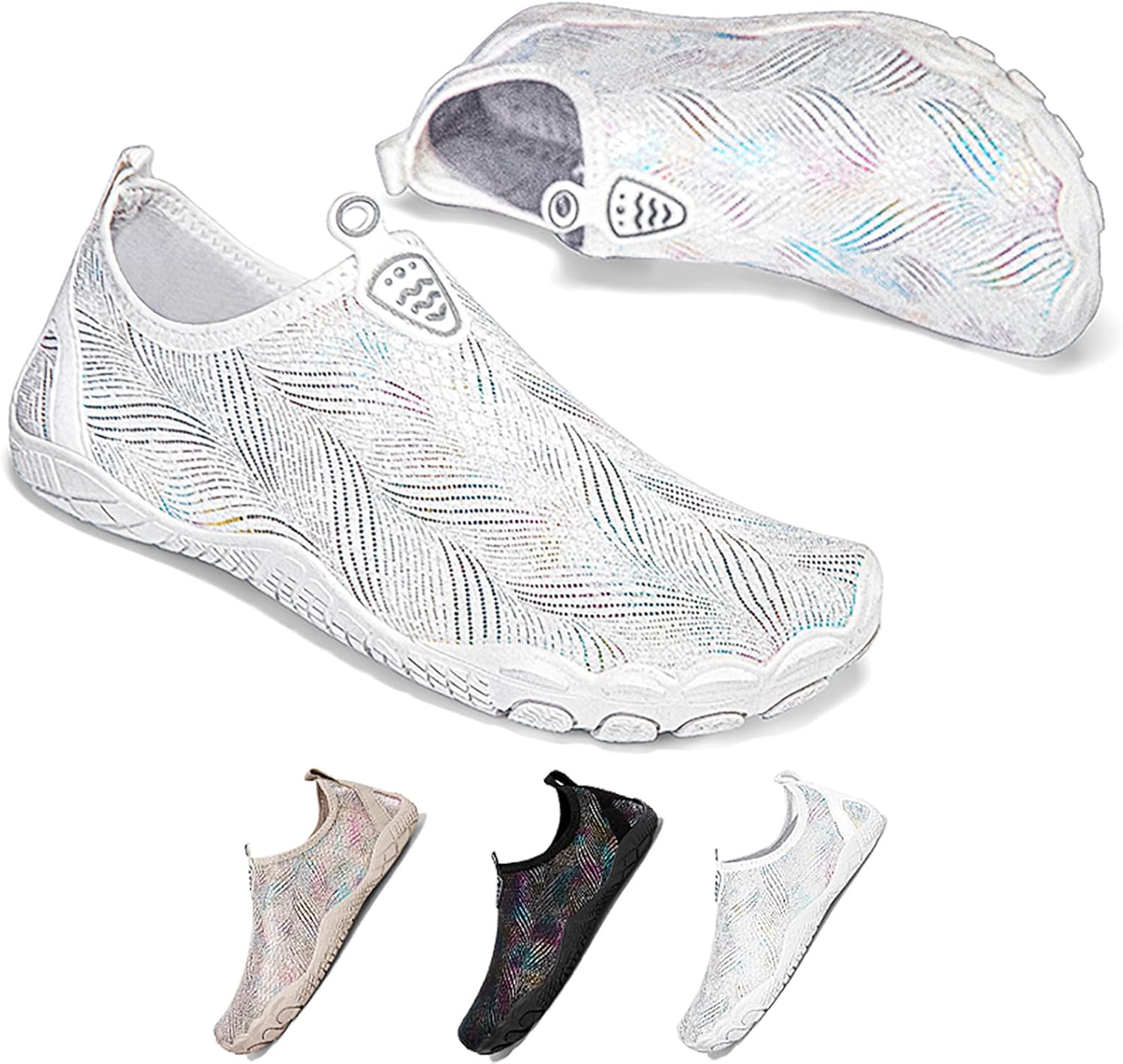 

Кроссовки для женщин и мужчин унисекс, быстросохнущие, с нескользящей подошвой, широким носком Feedmoo, белый