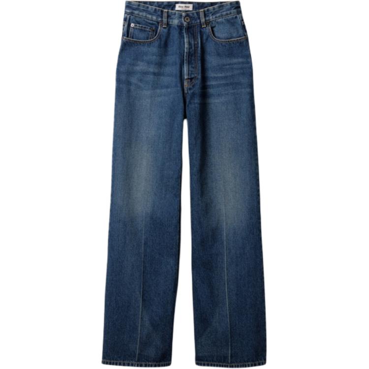 

Джинсы с аппликацией логотипа MIU MIU, синий