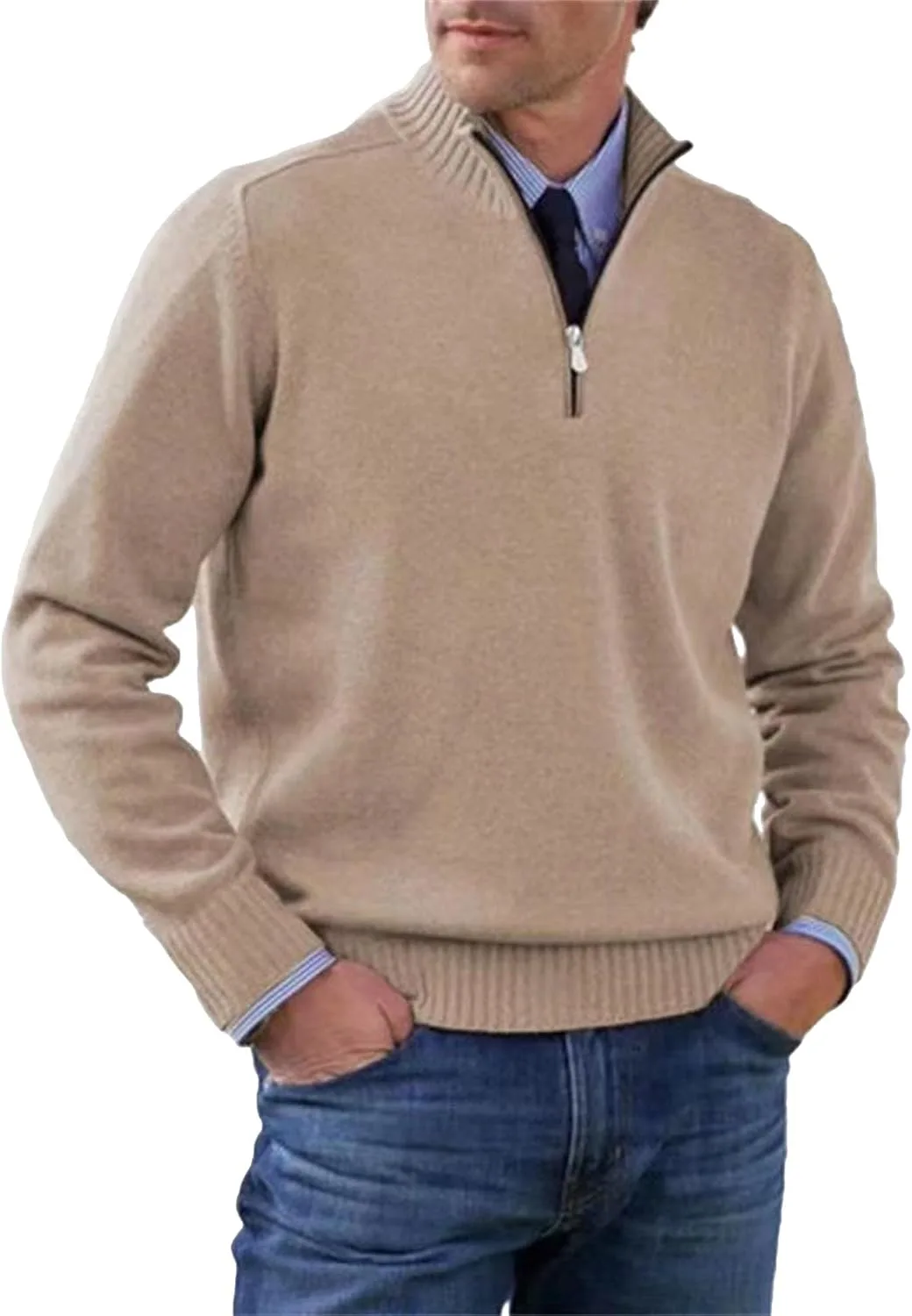 Трикотажный свитер на четверть молнии для мужчин Casual Soft Touch Generic, Color 15 — фото 2