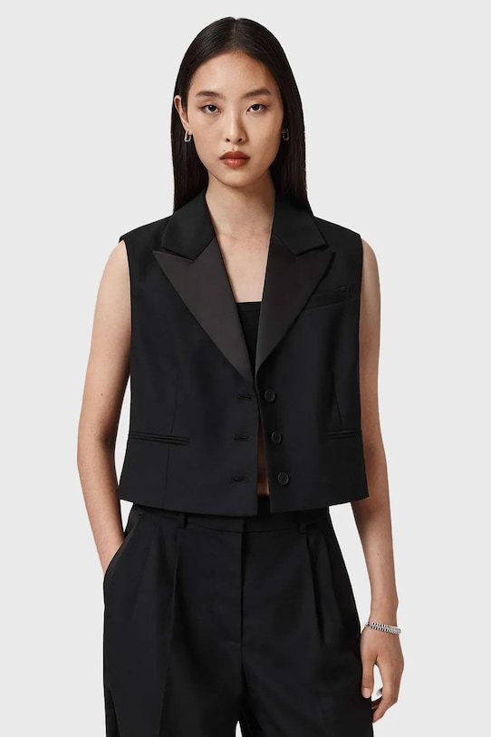 

Жилет из смесовой шерсти Allsaints, черный