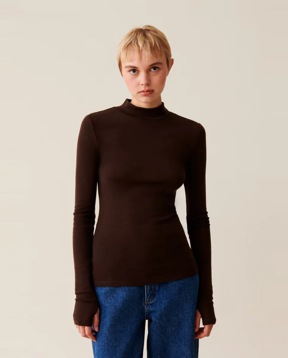 

Женская футболка с длинными рукавами из 100% шерсти Claudie Pierlot, коричневый