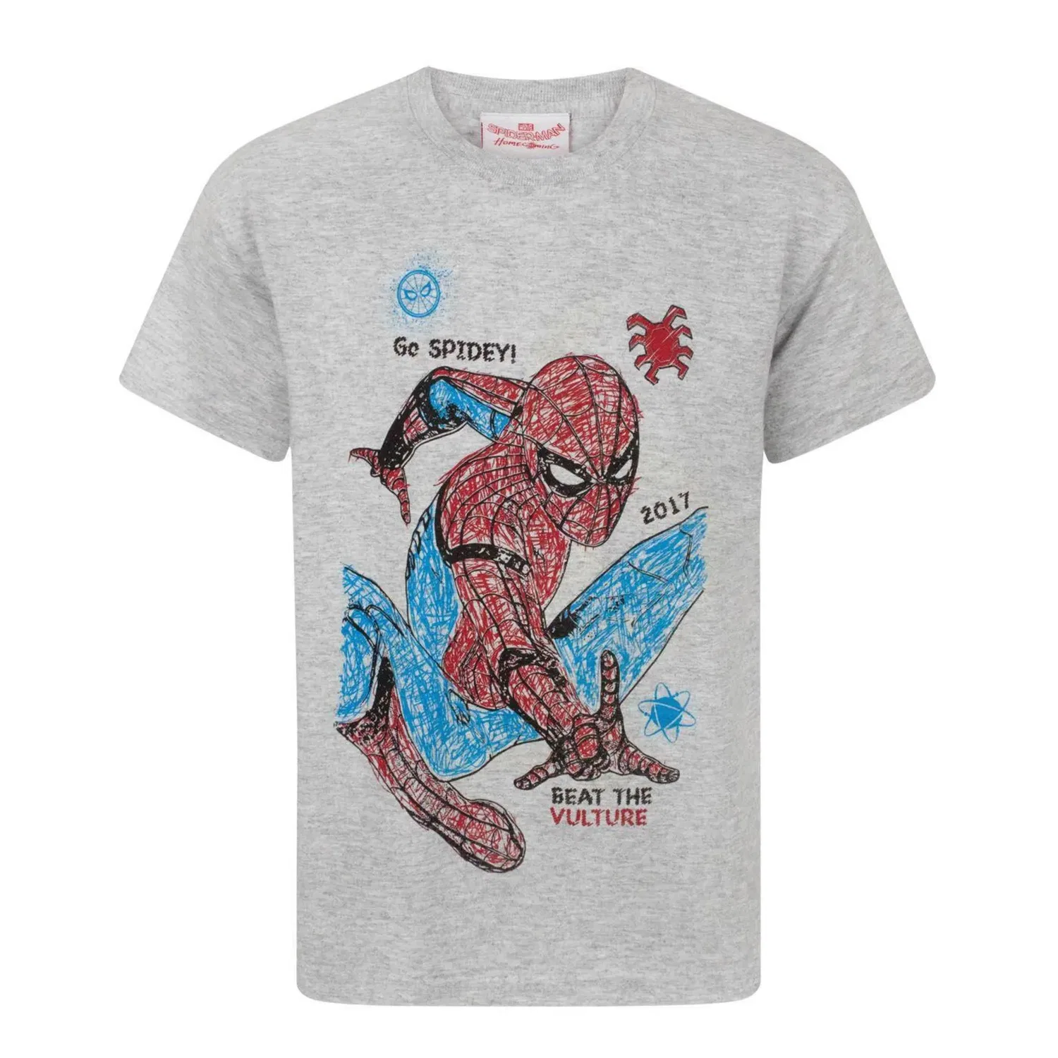 Футболка с рисунком Spider-Man, Marvel, серый