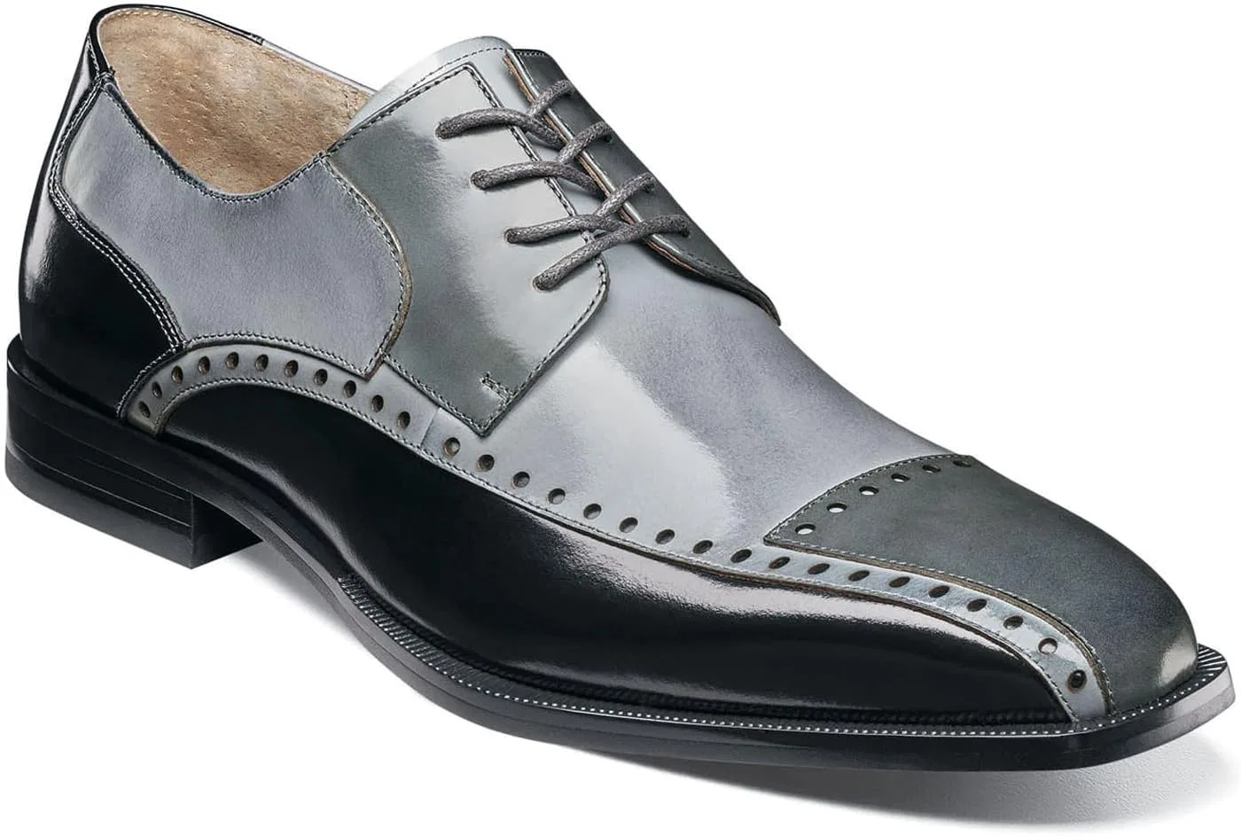 Мужские оксфорды Stacy Adams Plaza Toe Cap Oxford, Black Grey — фото 2