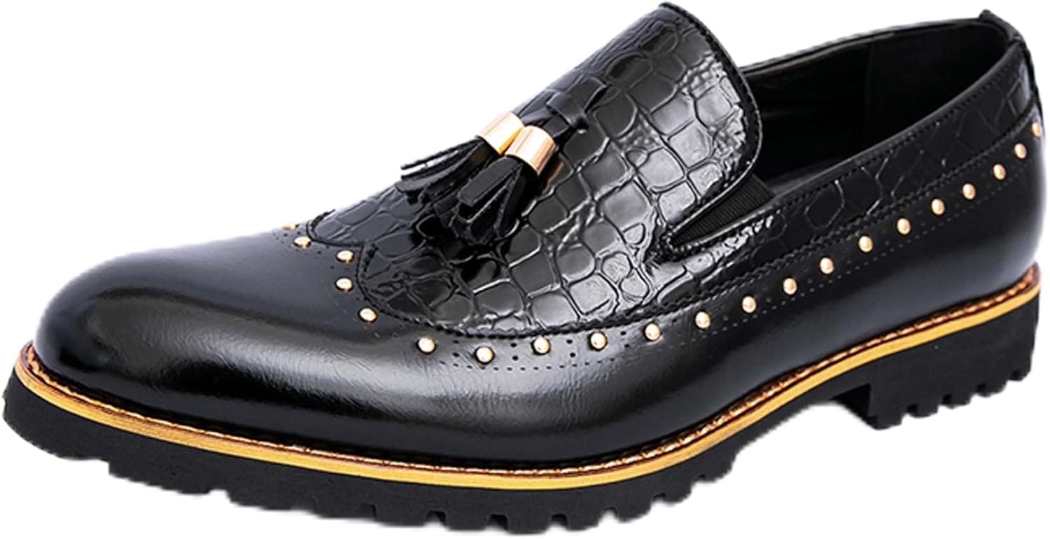 

Мужские лоферы мода деловые повседневные кожаные туфли удобные для вечеринки, выпускного, свадьбы, костюма, оксфорды, школьная форма, нарядная обувь Generic, черный