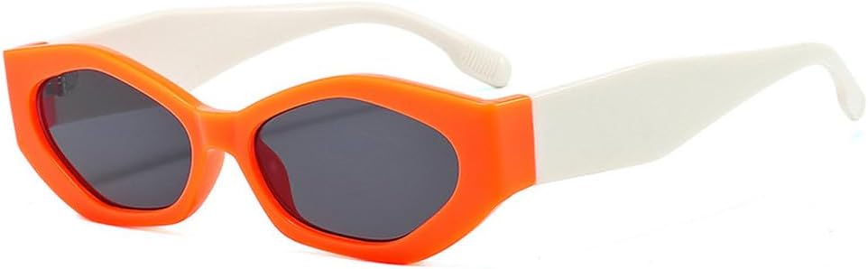 

Популярные модные солнцезащитные очки «кошачий глаз» в форме многоугольника для женщин, ретро-очки овальной формы с разноцветными линзами, солнцезащитные очки UV400 для мужчин WNCKSQ, Orange White Gray