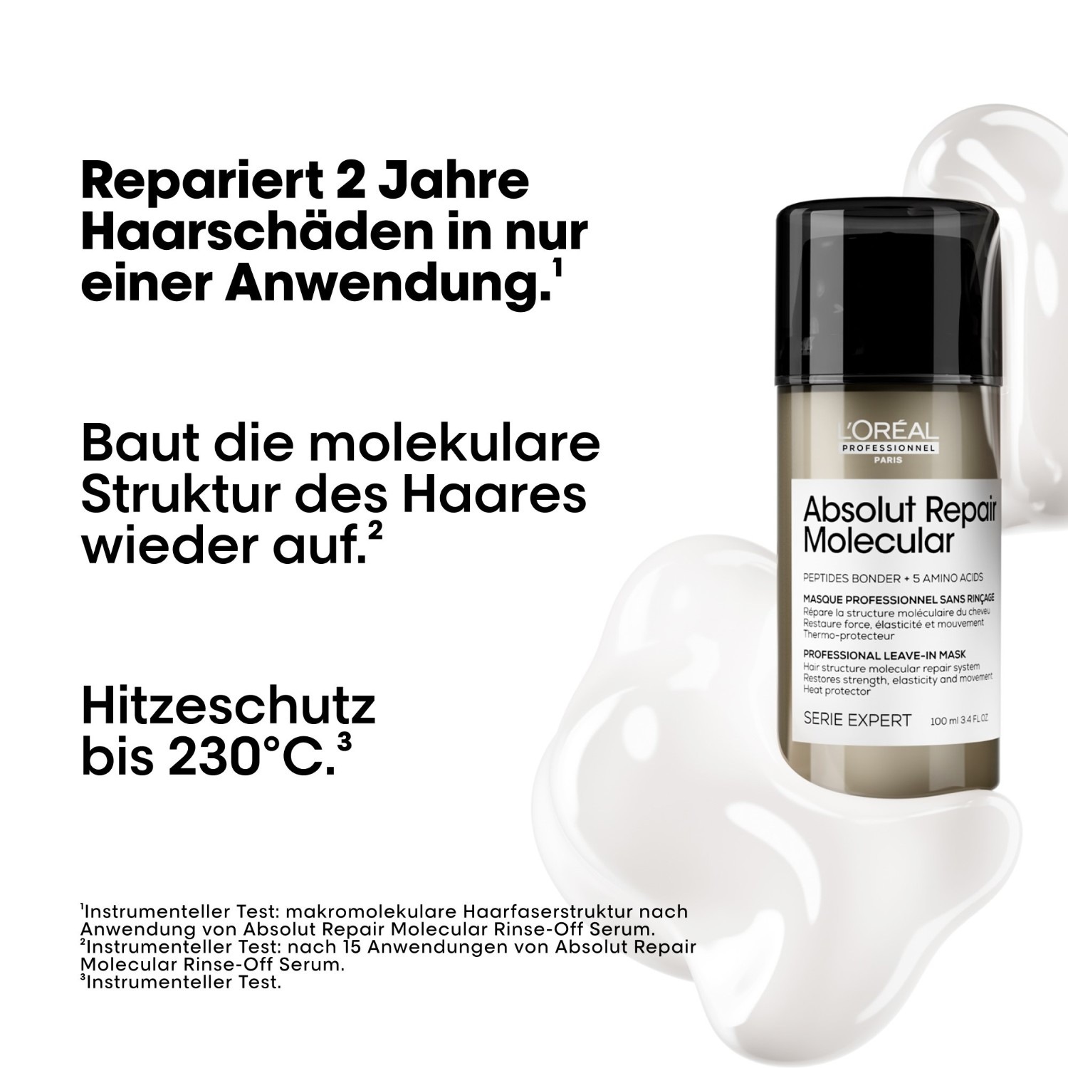Маска для волос serie expert absolut repair molecular leave-in L Oreal Professionnel Paris, объем 100 мл — фото 2