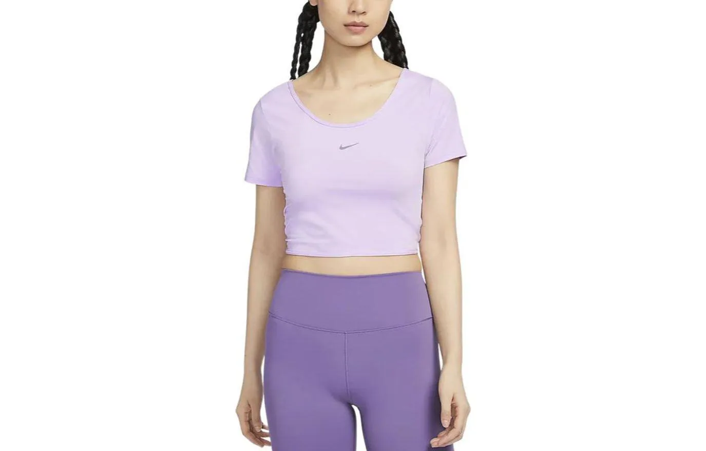 Nike Женский укороченный топ с коротким рукавом и скрученным низом One Classic Dri-FIT 'Lilac Bloom' — фото 3