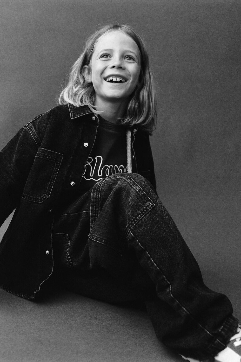 

Джинсовая рубашка с искусственной овчиной ZARA, синий/черный