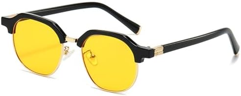 

Новые солнцезащитные очки в полуободковой оправе 2025 года для мужчин, овальные солнцезащитные очки для женщин, винтажные очки, женская защита от УФ-излучения UV400 DSXLY, Black Yellow