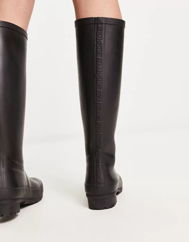 Резиновые женские сапоги Barbour с логотипом, черный — фото 2