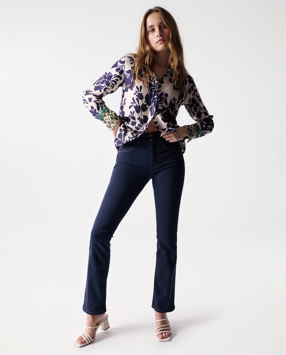 

Расклешенные джинсы Women's Secret с высокой посадкой и пуш-ин Salsa Jeans, синий