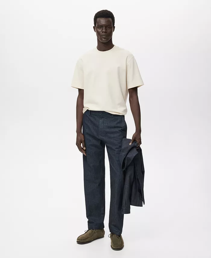 

Мужские джинсы прямого кроя в темной стирке Mango, синий