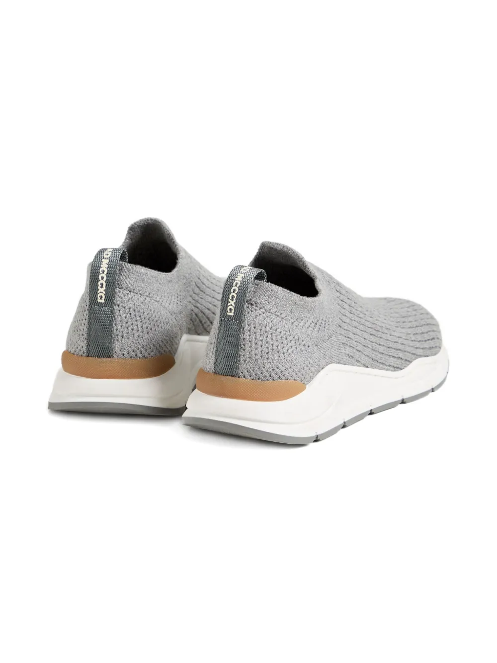 Слипоны с контрастной отделкой Brunello Cucinelli Kids, серый — фото 3