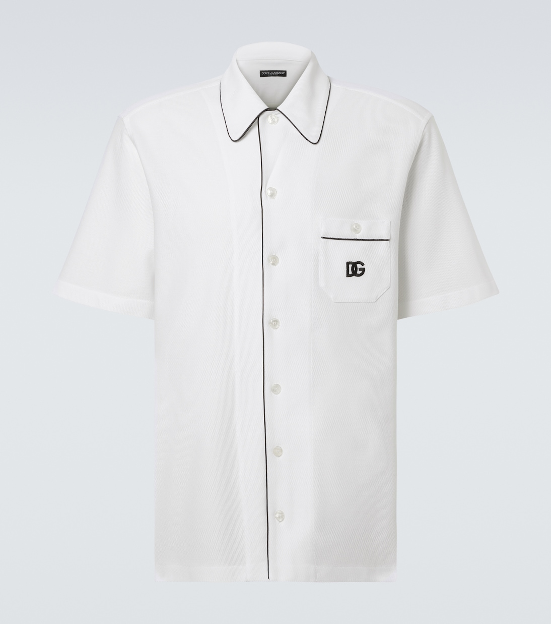 

DG хлопковая и шелковая пике рубашка для боулинга Dolce&Gabbana, BIanco Ottico