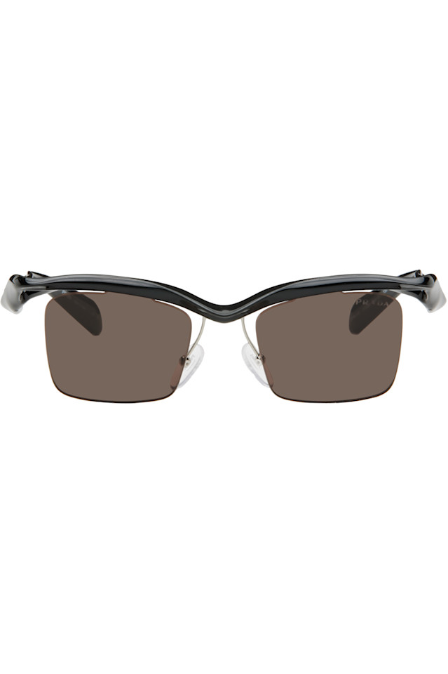 

Квадратные солнцезащитные очки с витой оправой Prada Eyewear, черный