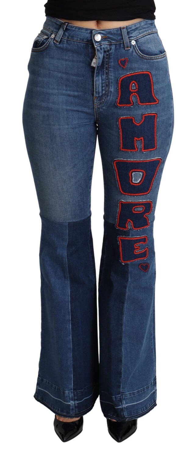 

Элегантные джинсы Boot Cut Denim с нашивкой Amore Dolce & Gabbana, синий